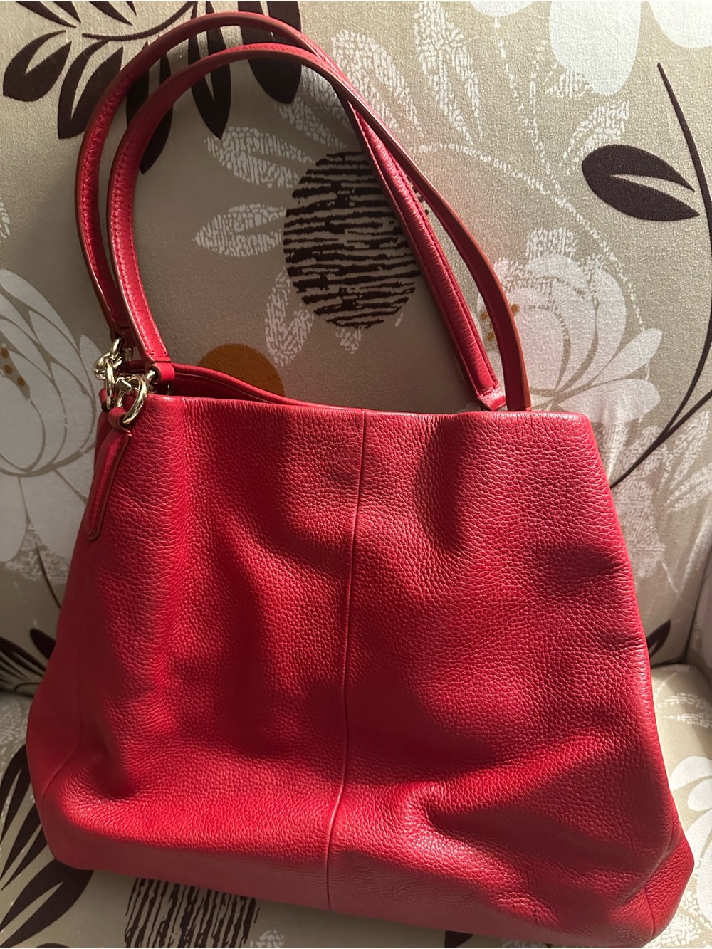 COACH Phoebe F35723 Red Pebbled Leather Shoulder Bag